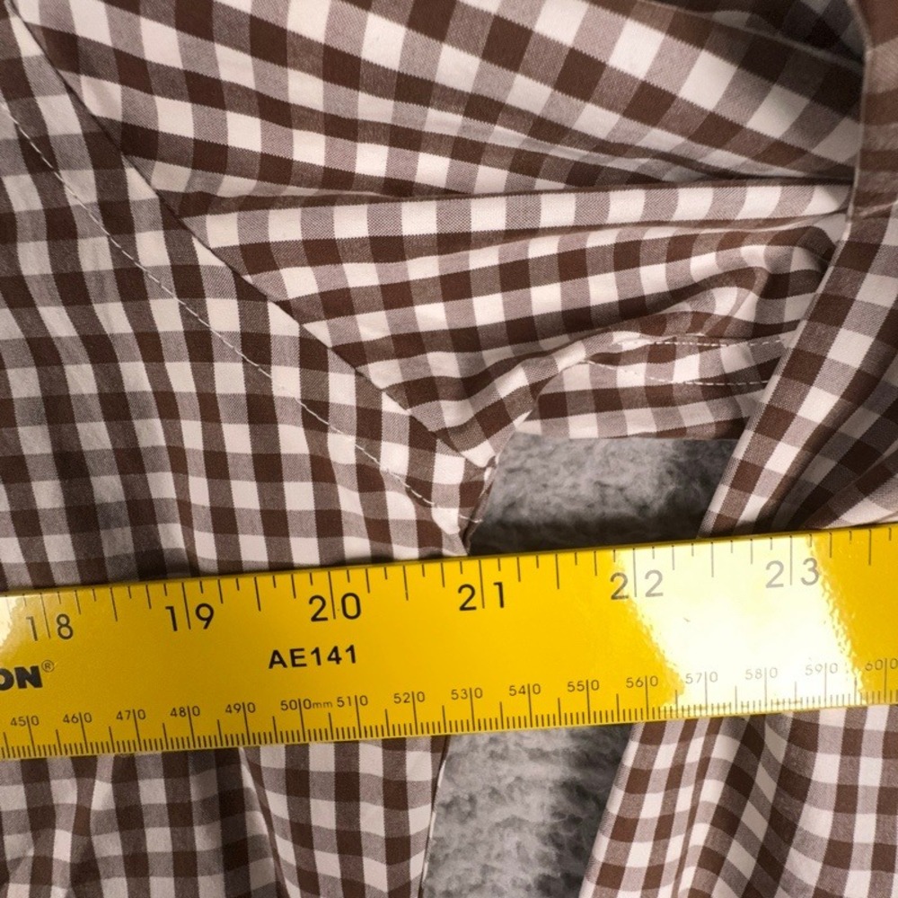 Abercrombie & Fitch Muscle Fit Shirt Mens Medium Brown White Gingham Button Up - Picture 6 of 7
